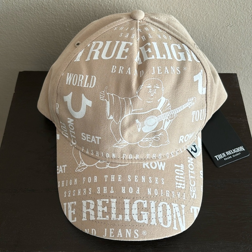 True Religion Buddha Printed Logo Cap Hat Sand Color Snapback Style PLMH0145